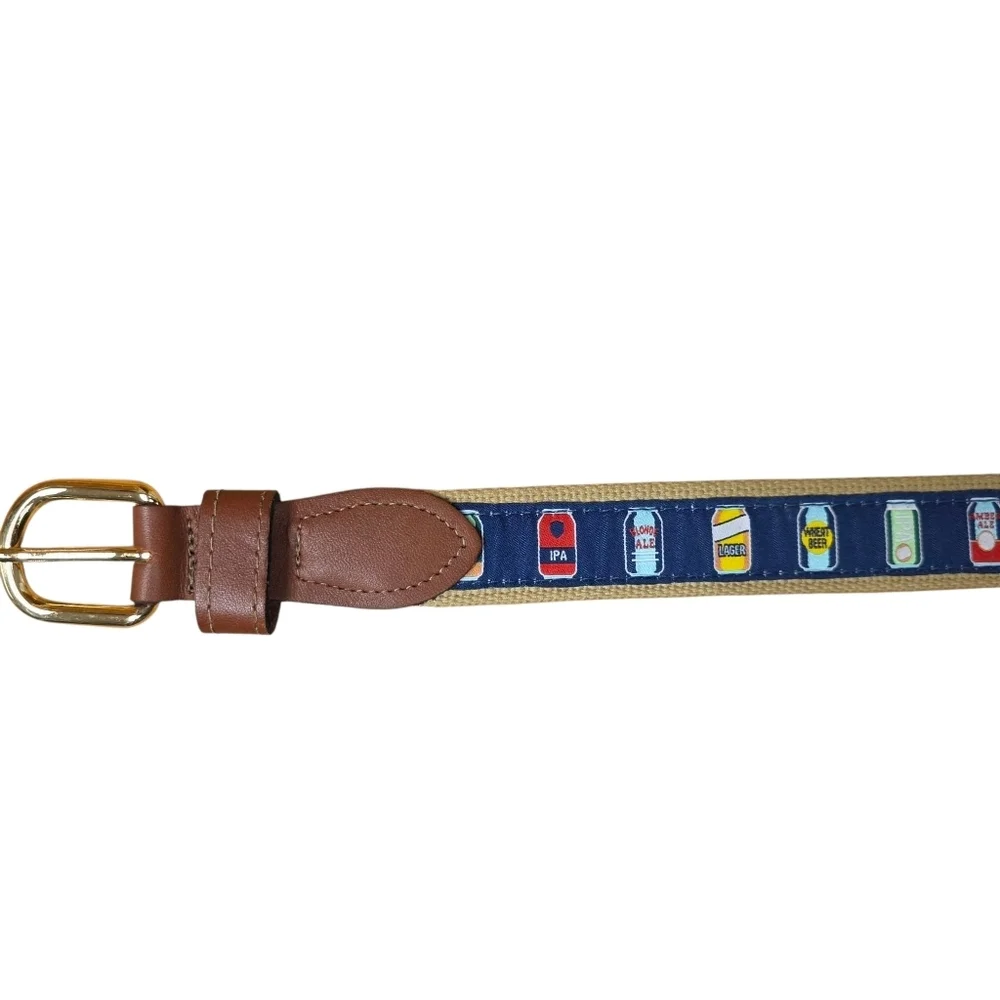 Palmetto Moon Mens Zep Pro Beer Cans Ribbon Belt USA Size 40